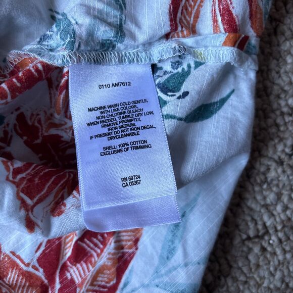 Men’s Columbia Button Down T Shirt Fish and Plant Print Blue Red Orange Size L - Picture 5 of 8